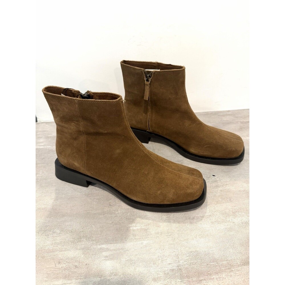 Zara NWT Brown Suede Leather Ankle Boots Square Toe Side Zip Men Sz US 12 EUR 45 - Picture 6 of 14